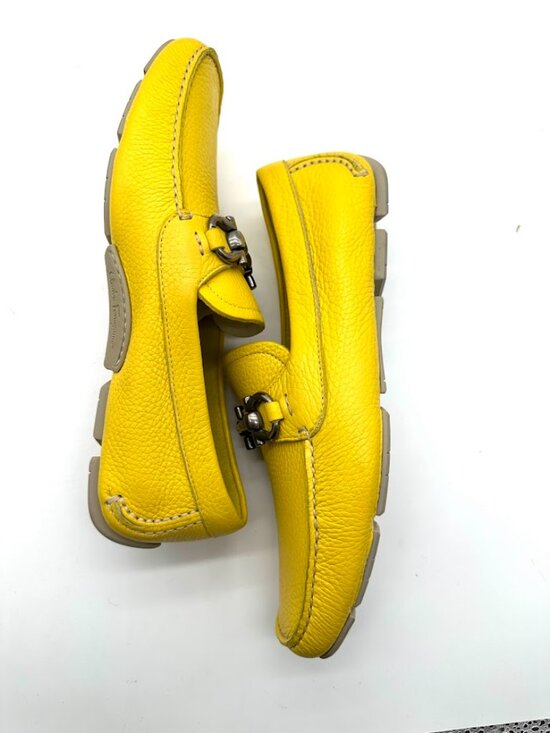 Salvatore Ferragamo Yellow Leather Driver Loafers‎ Shoes New  Sz 7